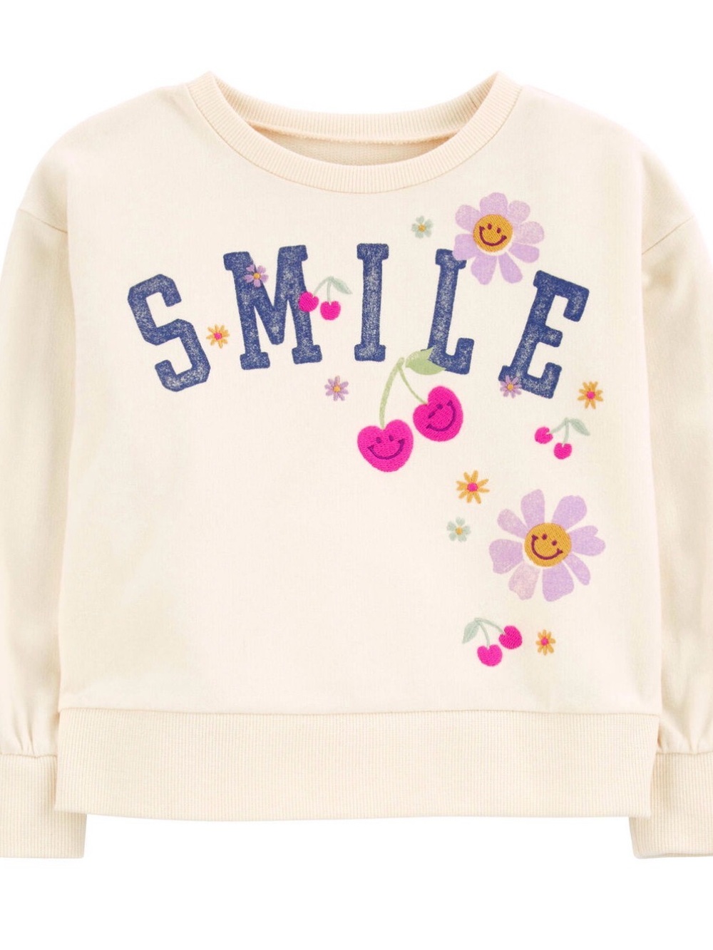 Carter's Toddler Girl's Sweatshirt featuring a "SMILE" graphic